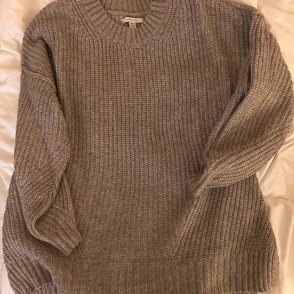 American Eagle Oversized Brown Tunic Knit Sweater - Picture 3 of 8